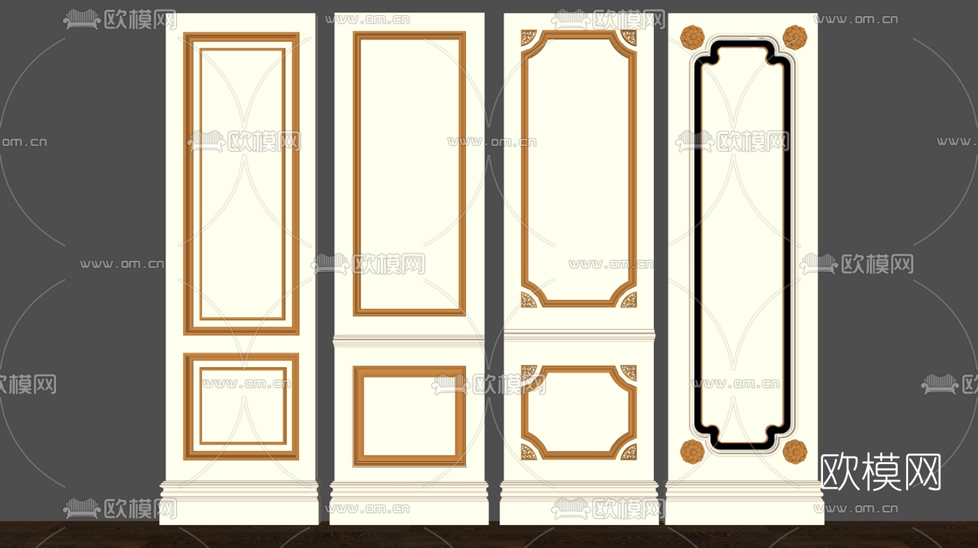 欧式金属雕花护墙板su模型下载