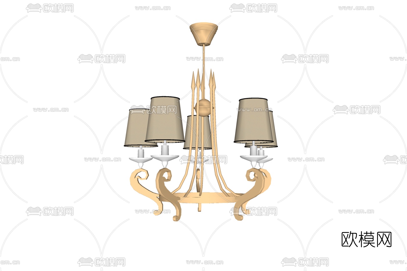 欧式金属多头吊灯免费su模型下载