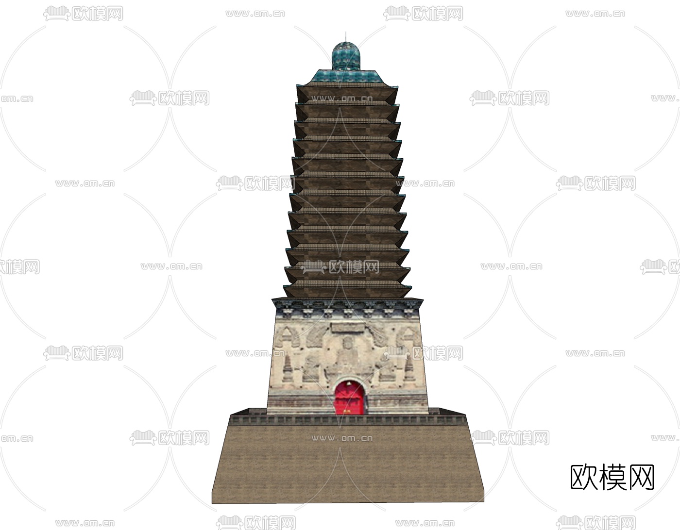 中式藏经塔免费su模型下载