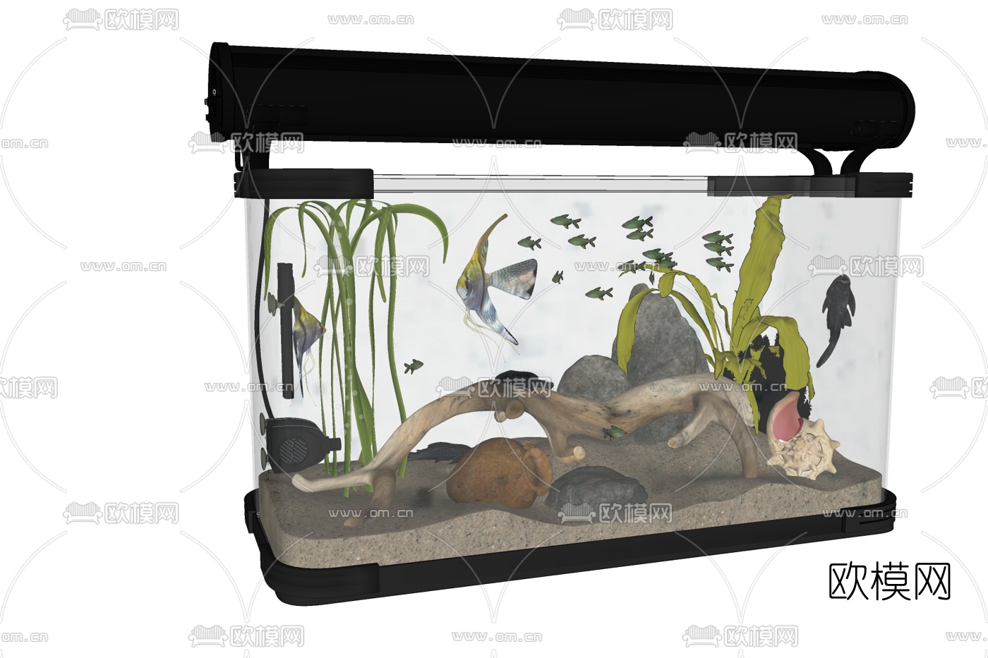 现代玻璃鱼缸免费su模型下载
