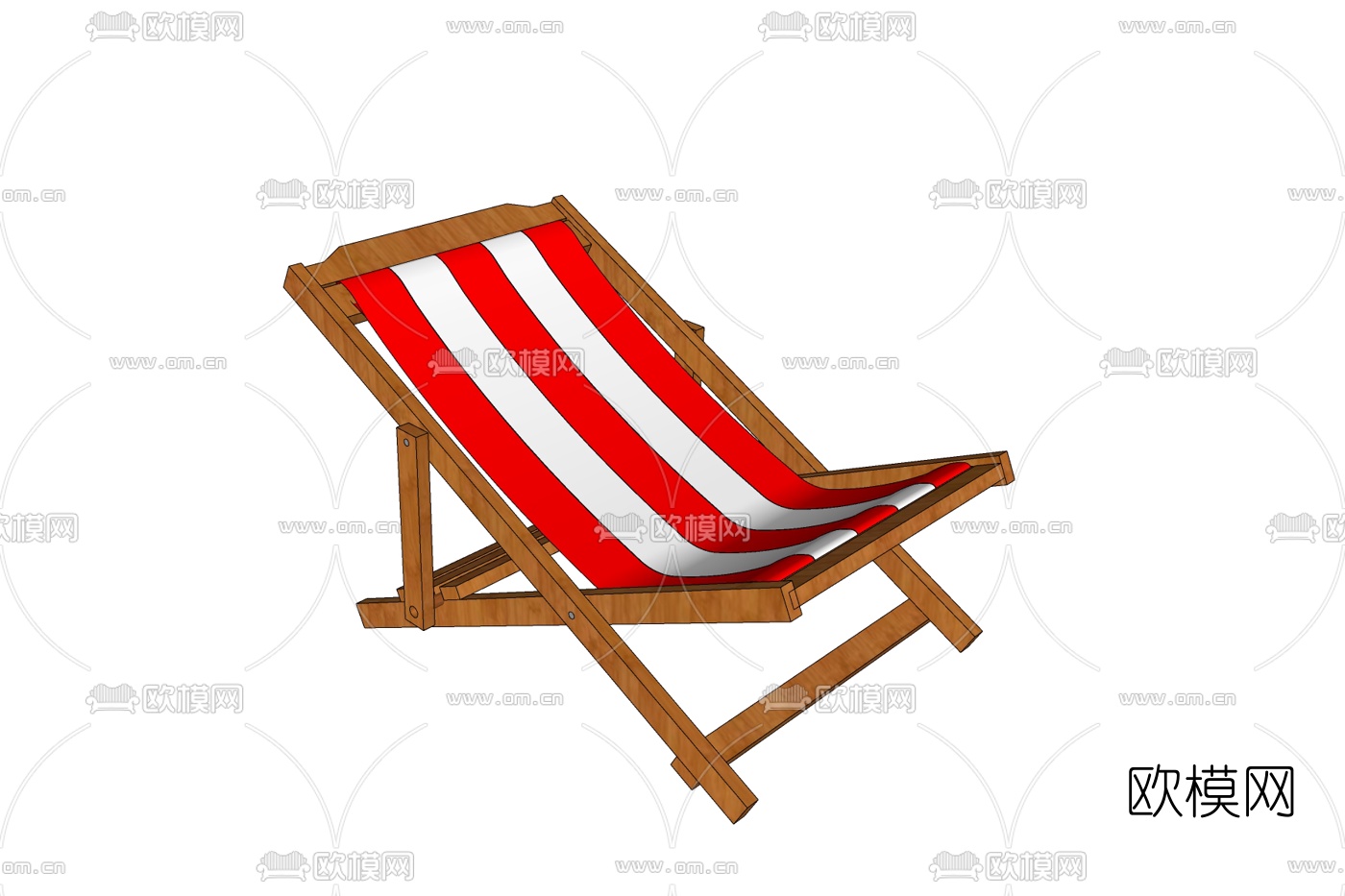 现代实木休闲躺椅免费su模型下载