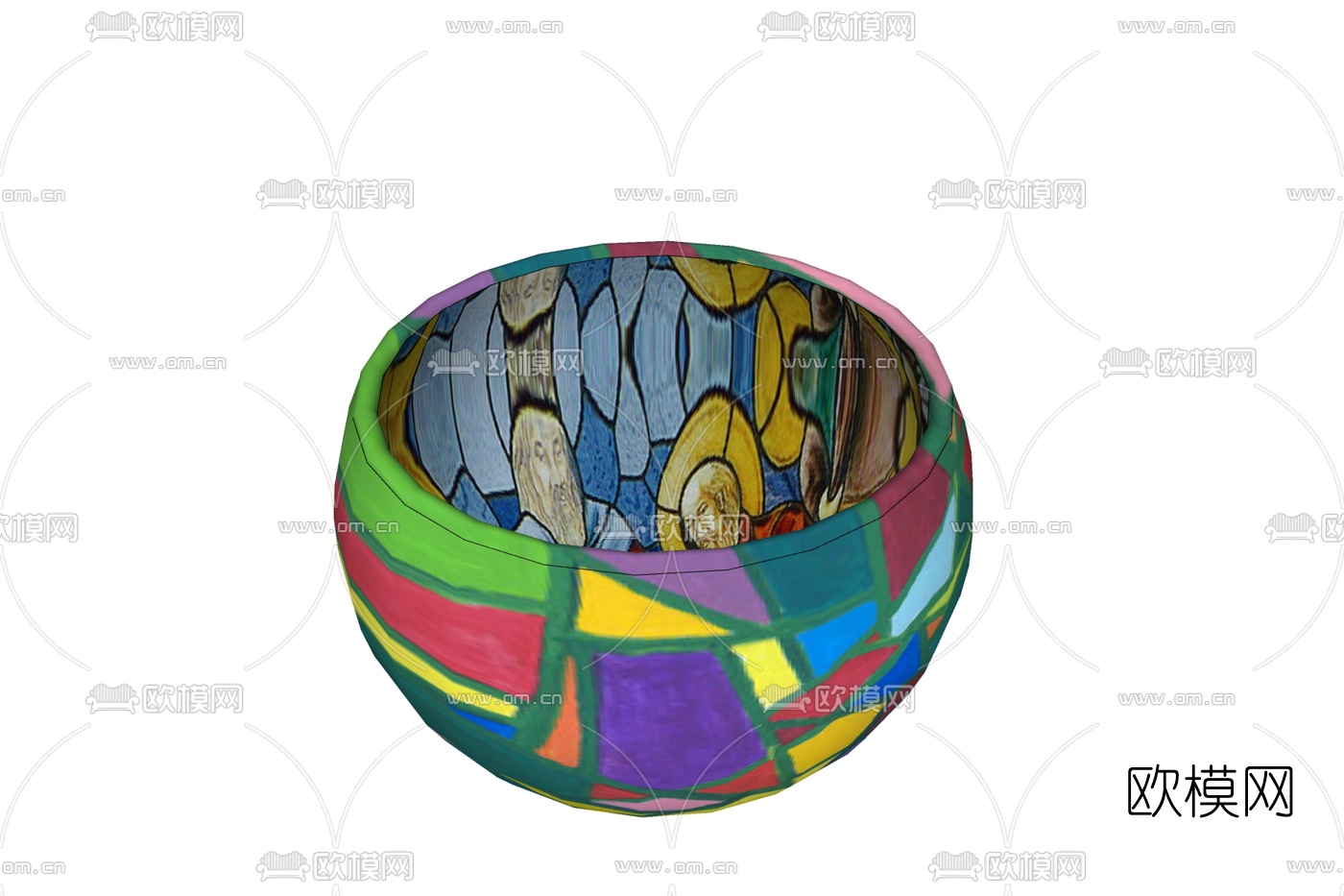 现代陶艺彩色器皿免费su模型下载