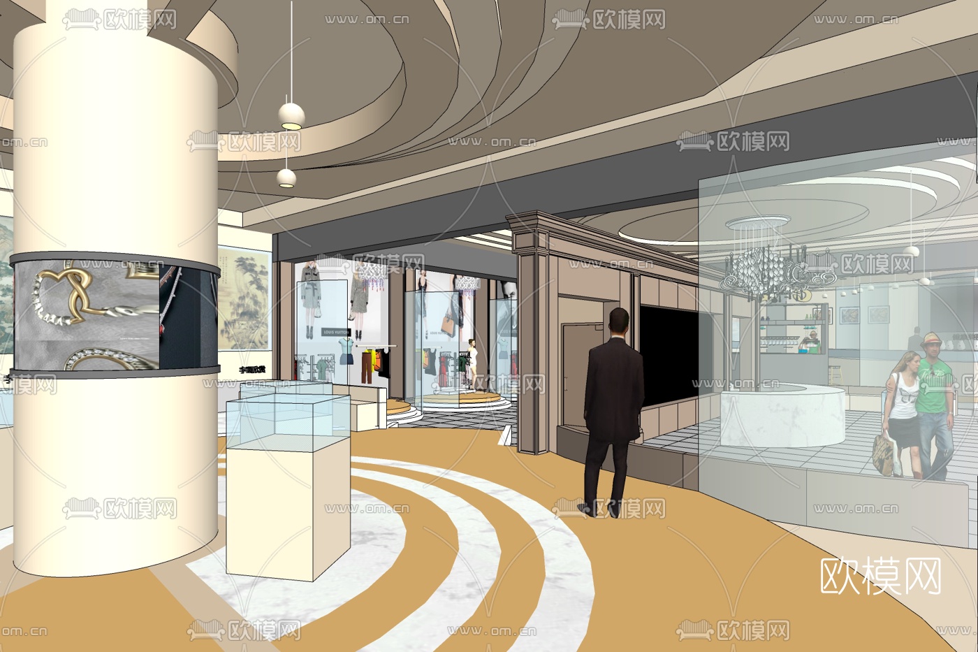 现代商场免费su模型下载