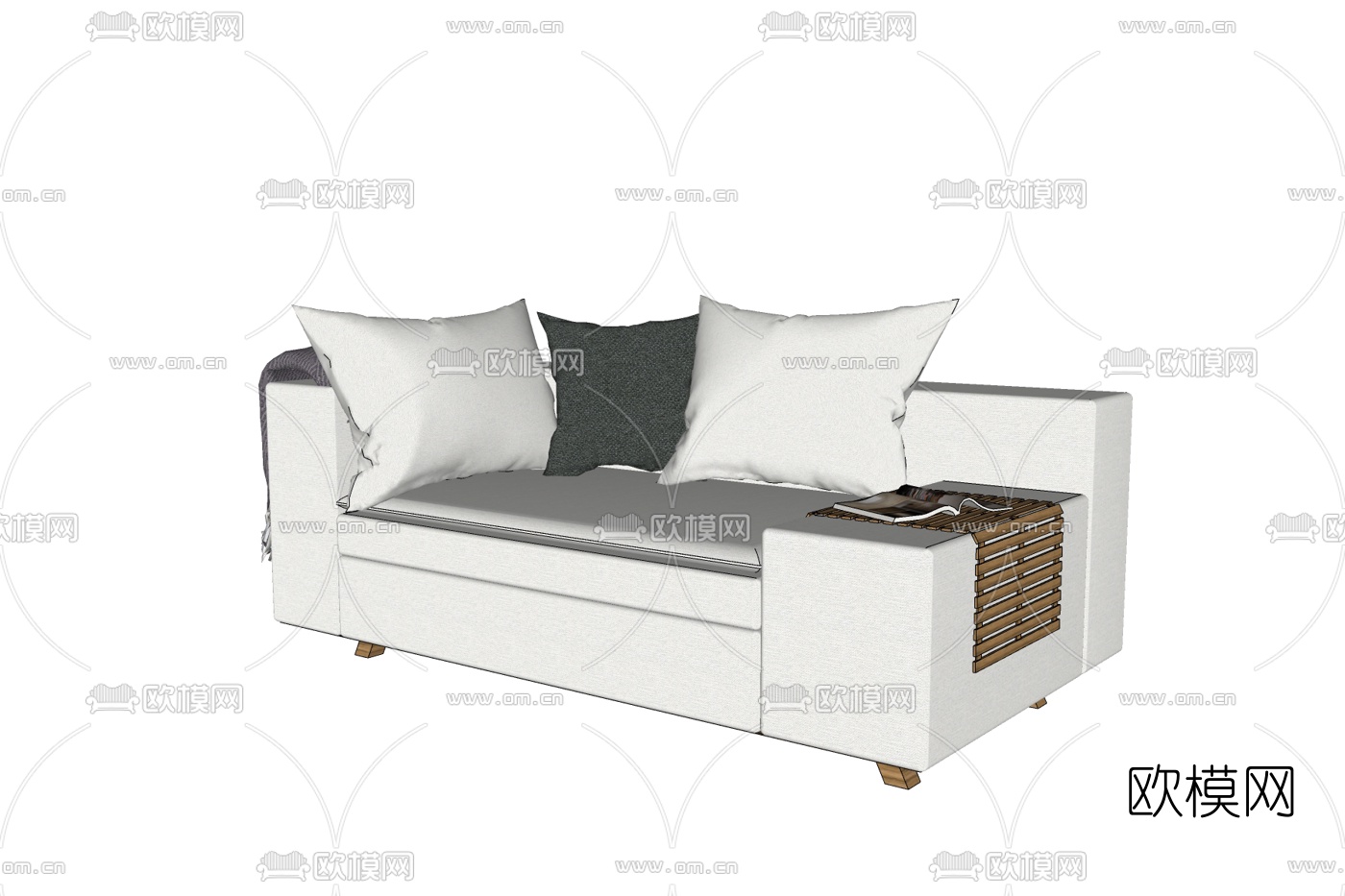 现代双人沙发免费su模型下载