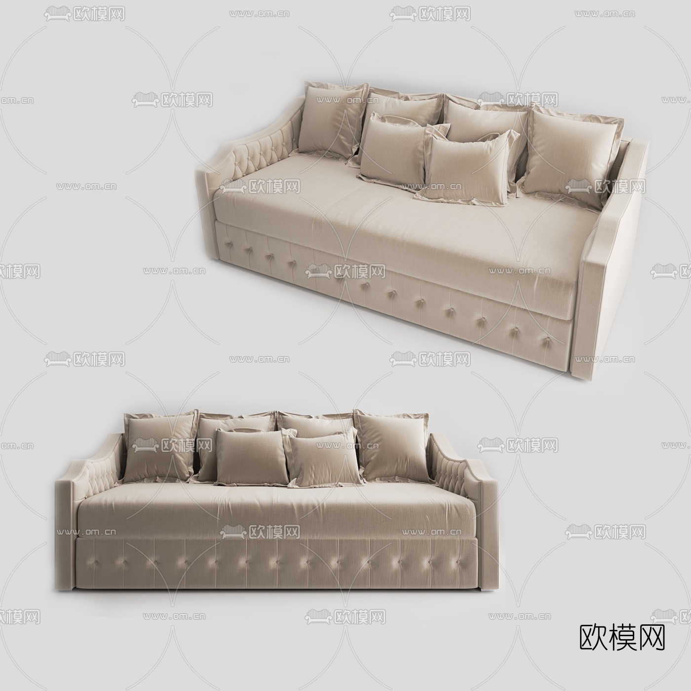 美式布艺多人沙发3d模型
