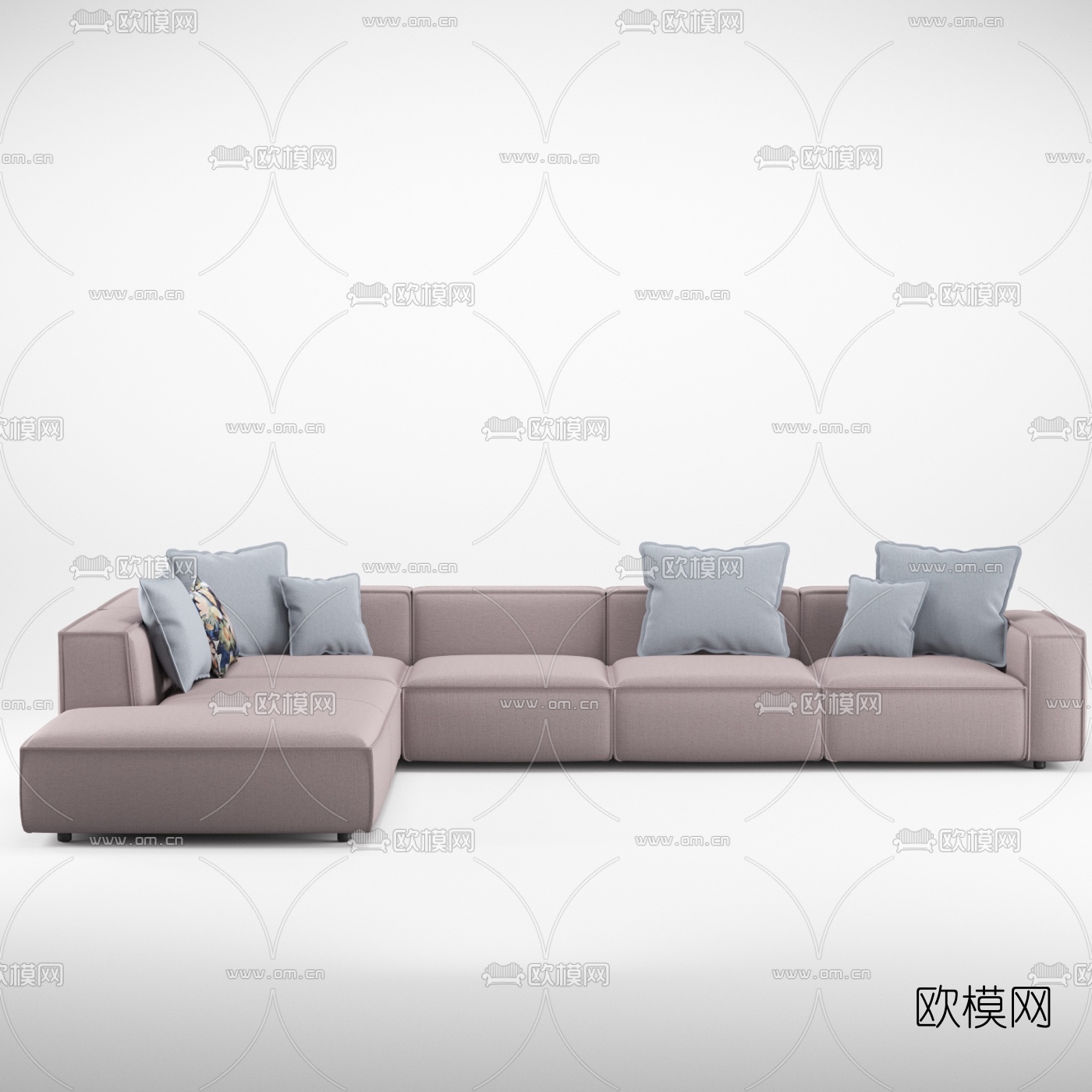 现代布艺转角沙发3d模型