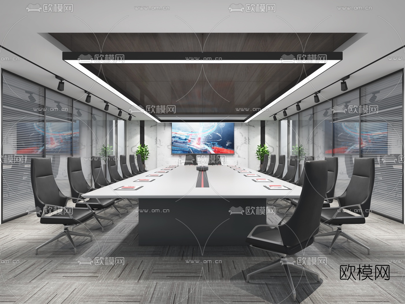 现代会议室3d模型下载