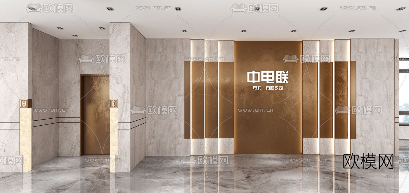 现代办公楼大堂3d模型
