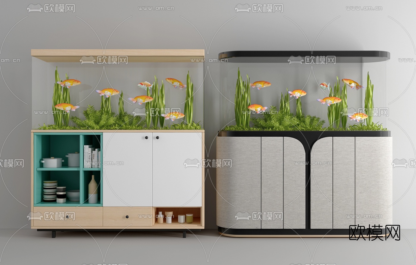 现代鱼缸3d模型下载