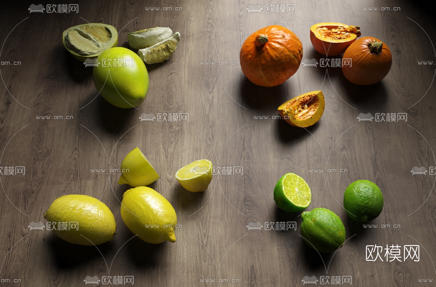 现代柠檬南瓜组合3d模型下载