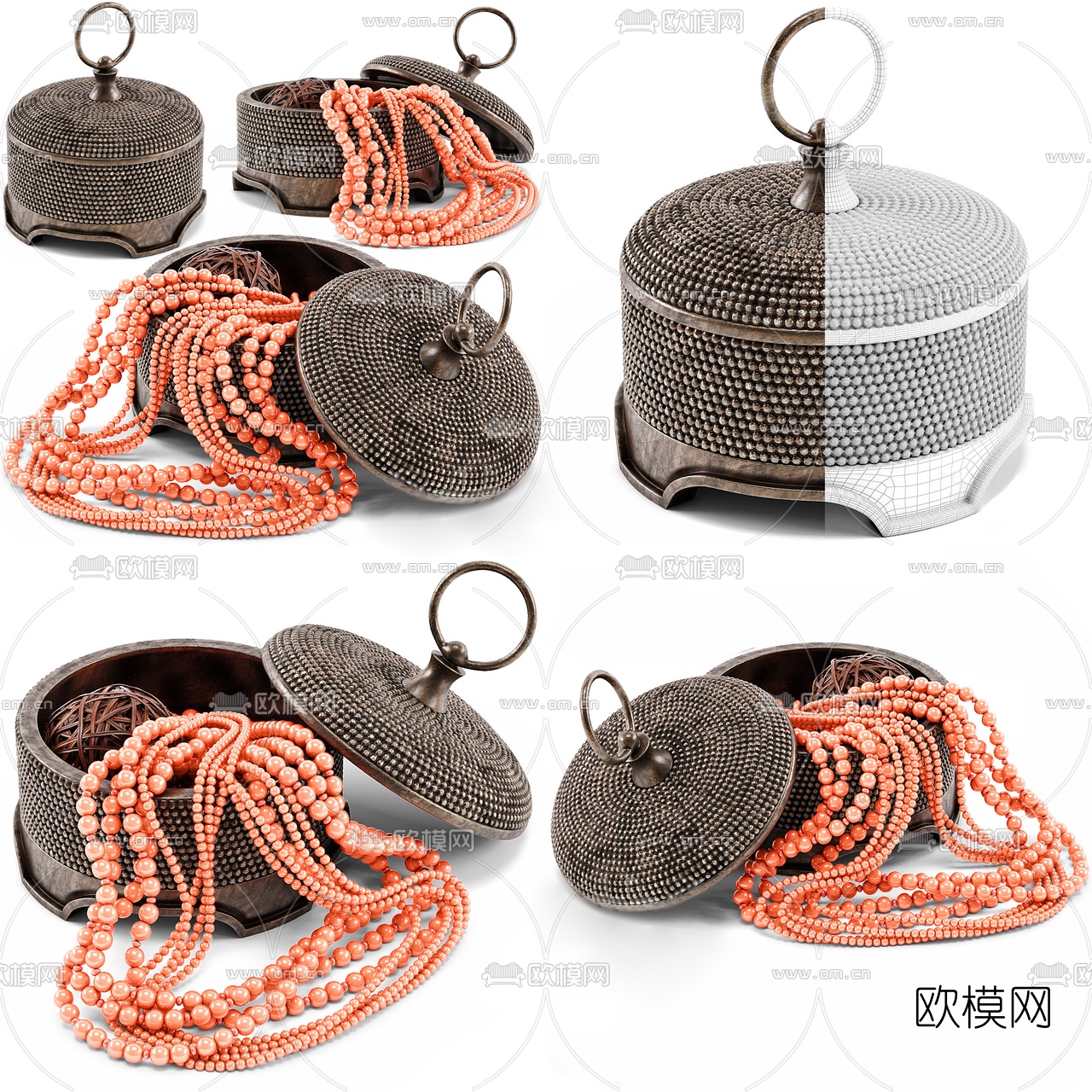 现代串珠首饰珠宝礼盒3d模型下载