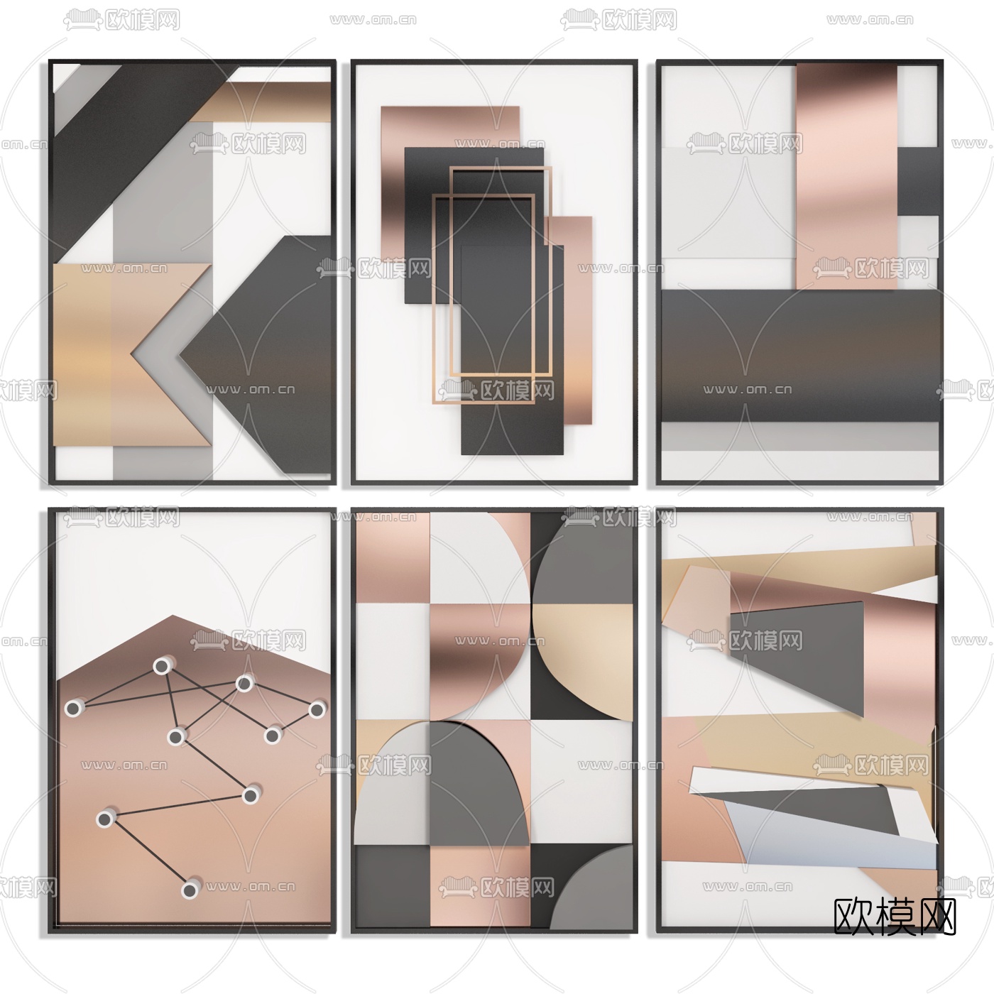 现代几何装饰画3d模型