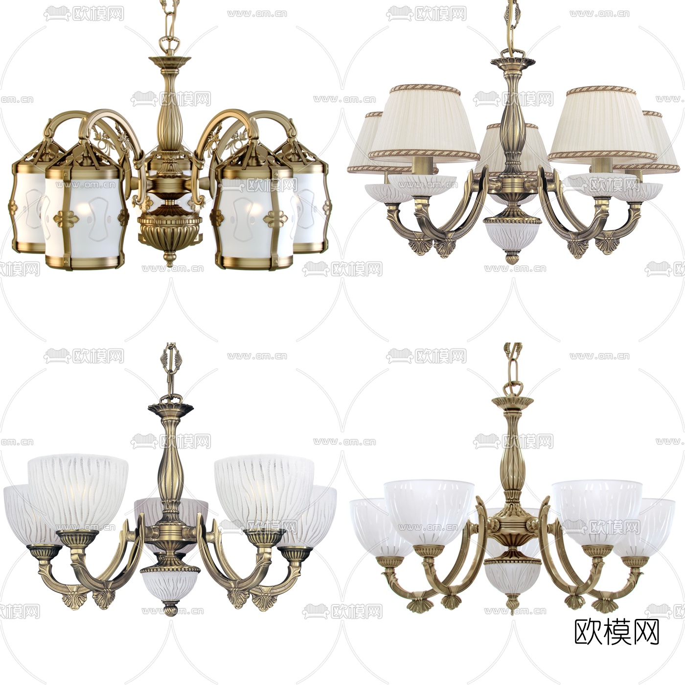 欧式金属吊灯3d模型下载