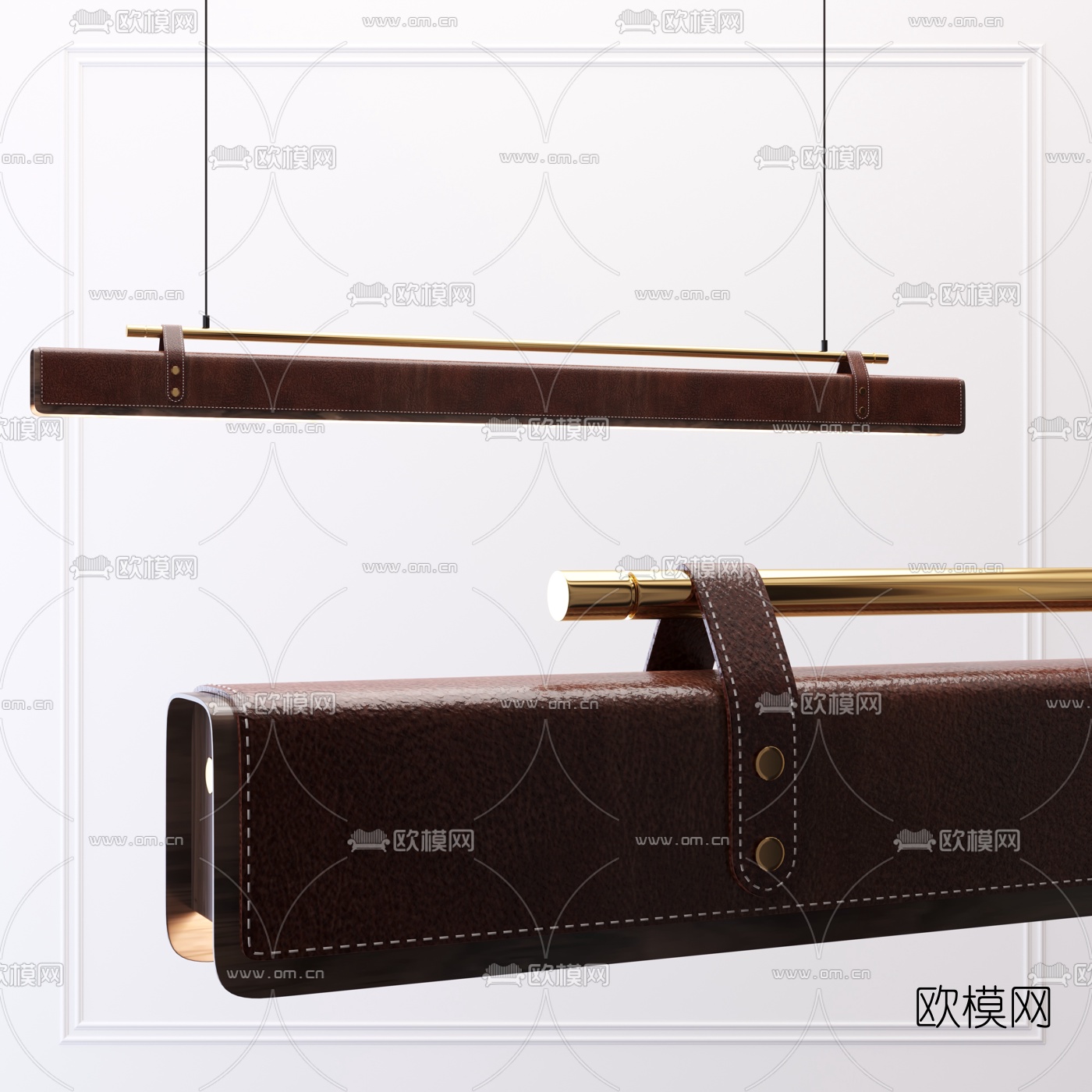 现代皮革条形吊灯3d模型