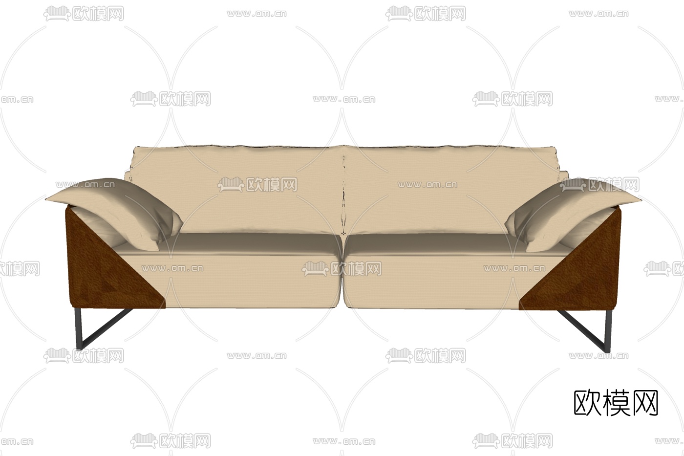 现代布艺双人沙发免费su模型下载
