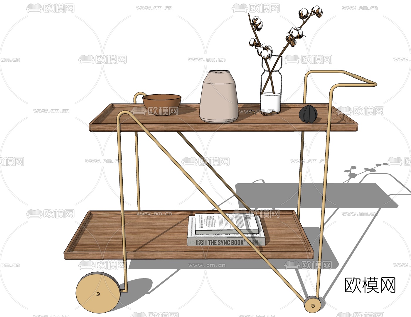 现代餐厅手推车su模型下载