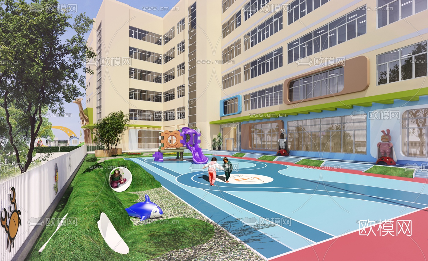 现代幼儿园门面建筑外观3d模型