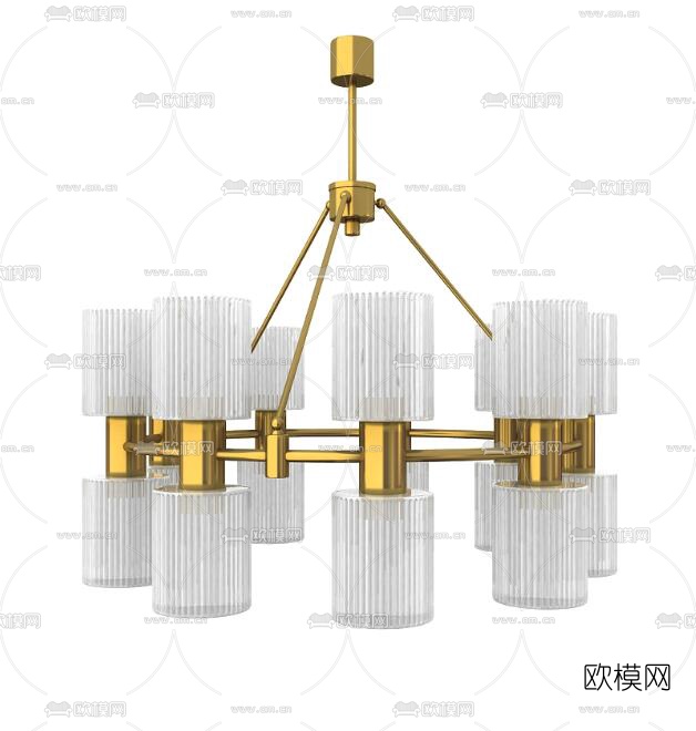 现代金属水晶吊灯3d模型下载