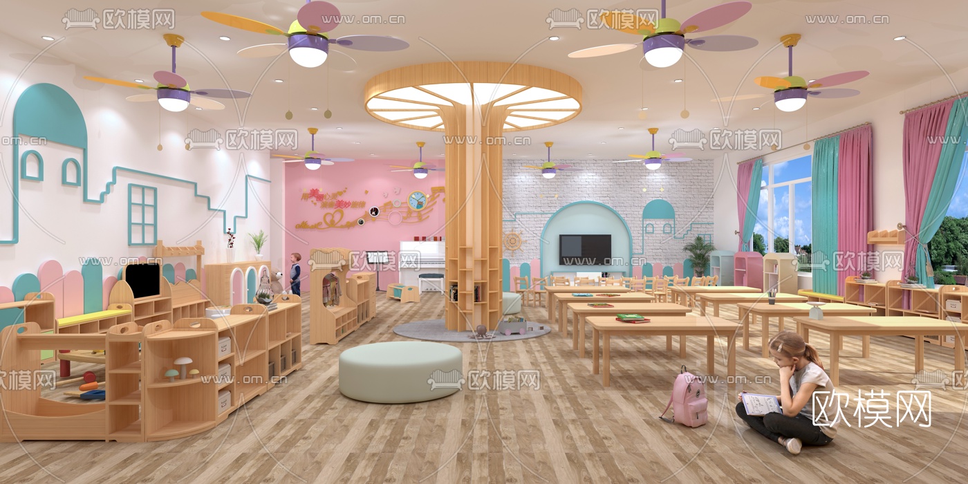 现代幼儿园教室3d模型下载（渲染图1）