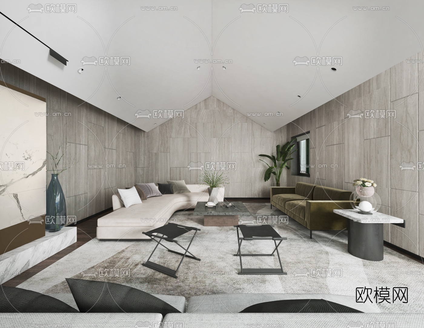 集艾设计 现代会客室接待室3d模型下载