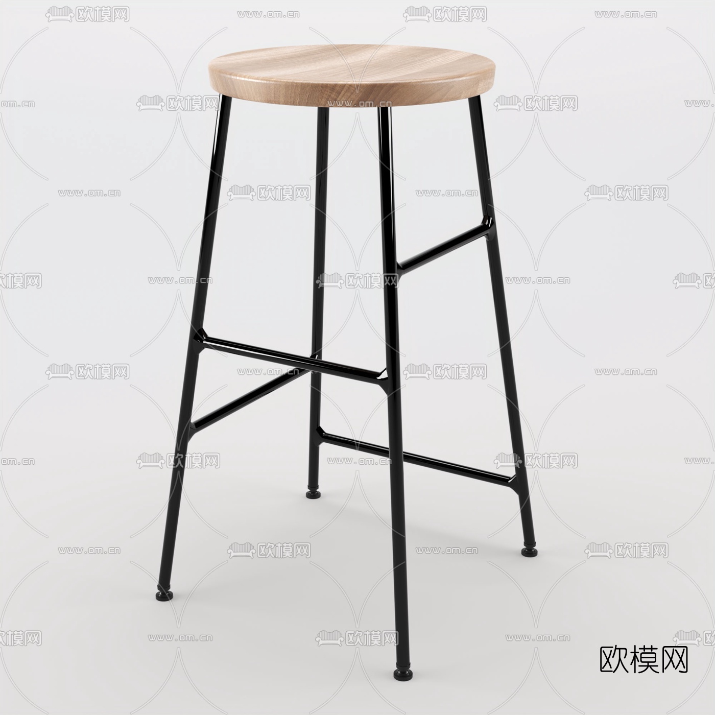 现代铁艺吧凳3d模