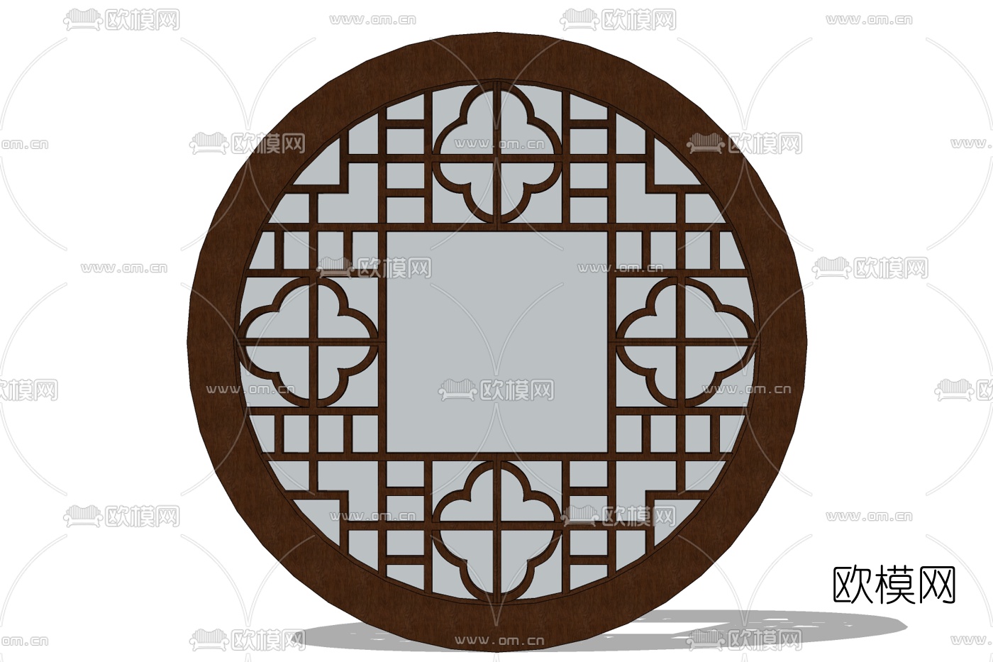 新中式圆形窗户免费su模型下载
