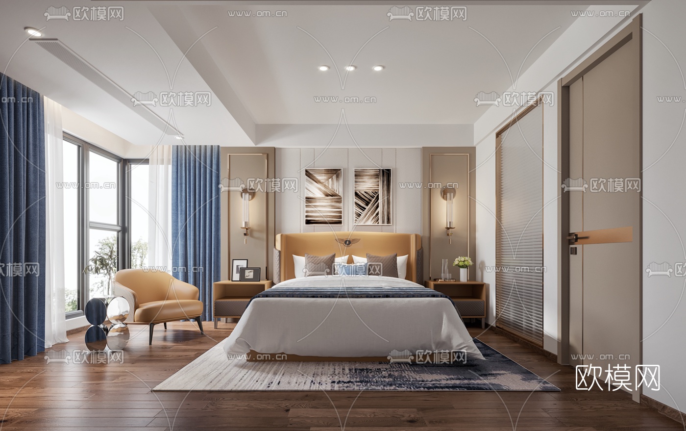 后现代卧室主人房3d模型下载