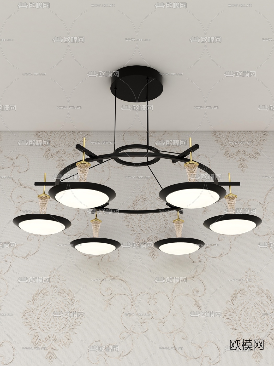 现代金属多头吊灯免费3d模型下载