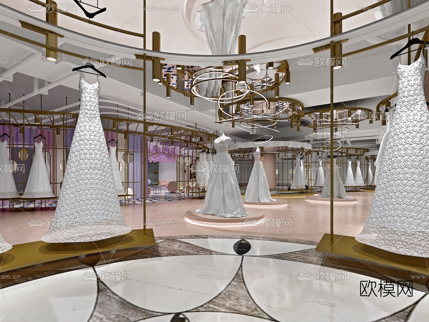 现代轻奢婚纱店3d模型
