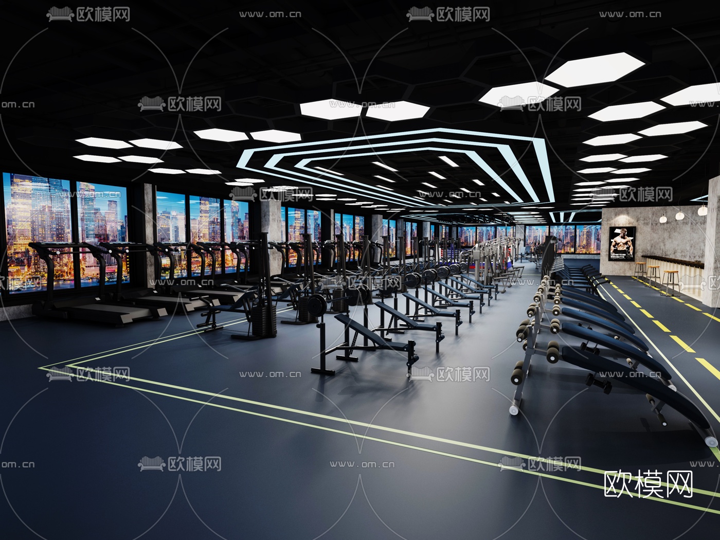 现代健身房3d模型下载（渲染图5）