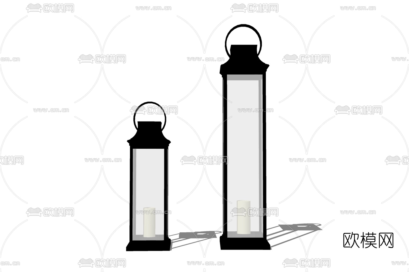 中式立体式烛台灯免费su模型下载