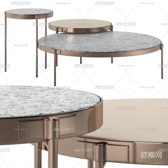 现代金属子母茶几3d模型下载