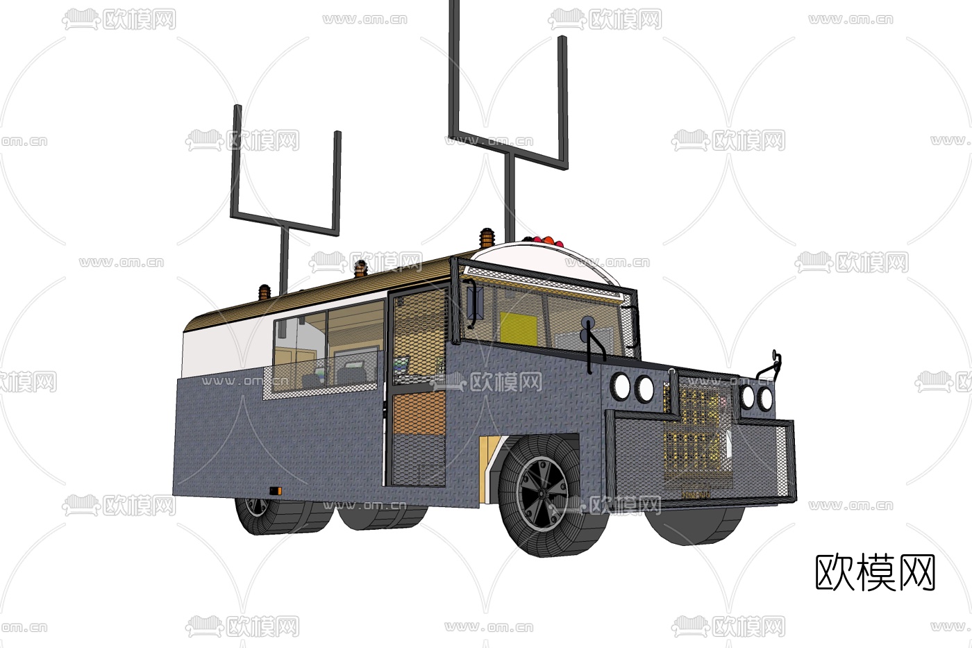 欧式复古通讯车免费su模型下载