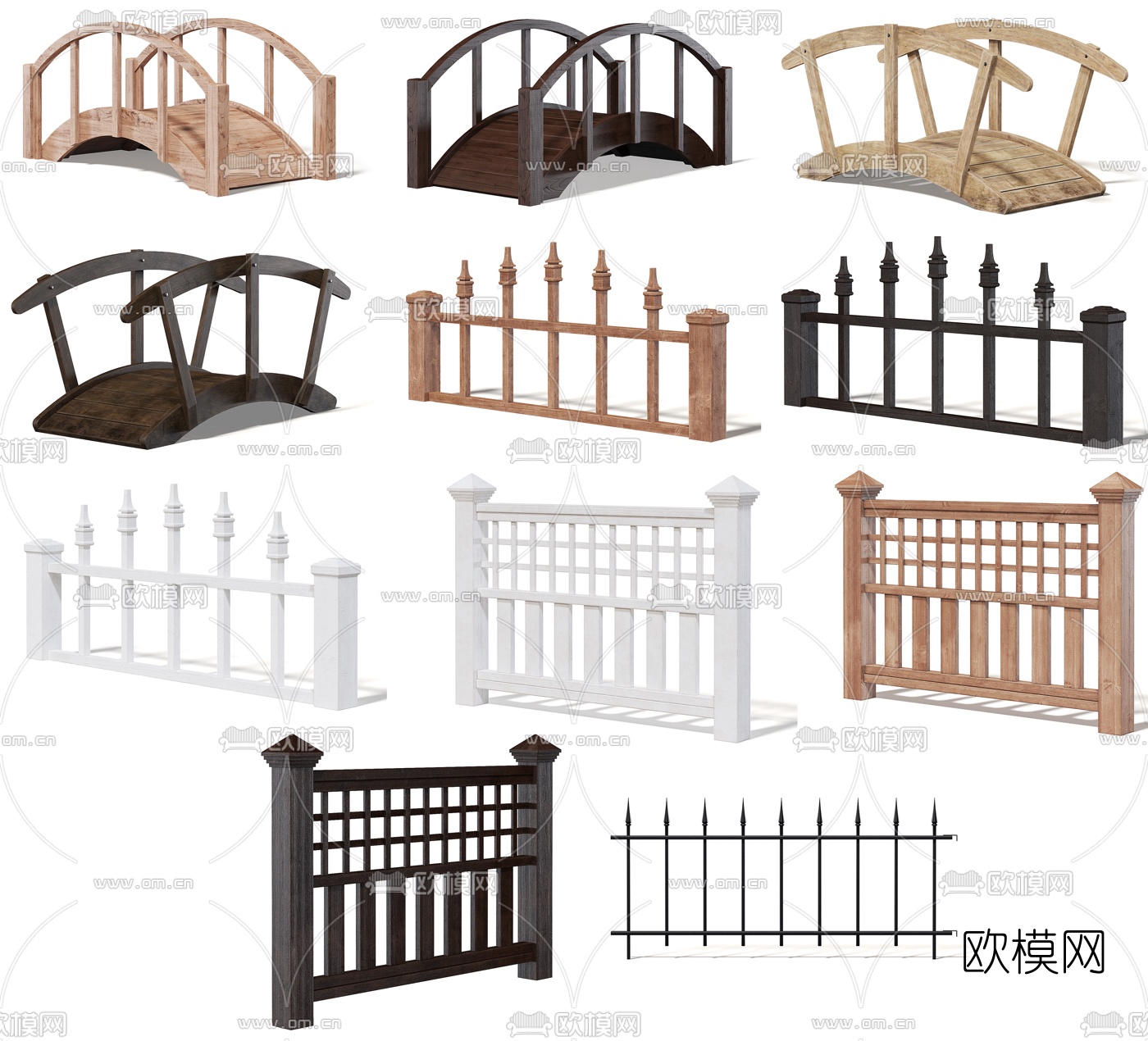现代护栏围栏花园小品3d模型