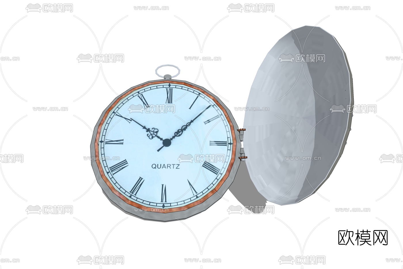 欧式圆形挂钟免费su模型下载