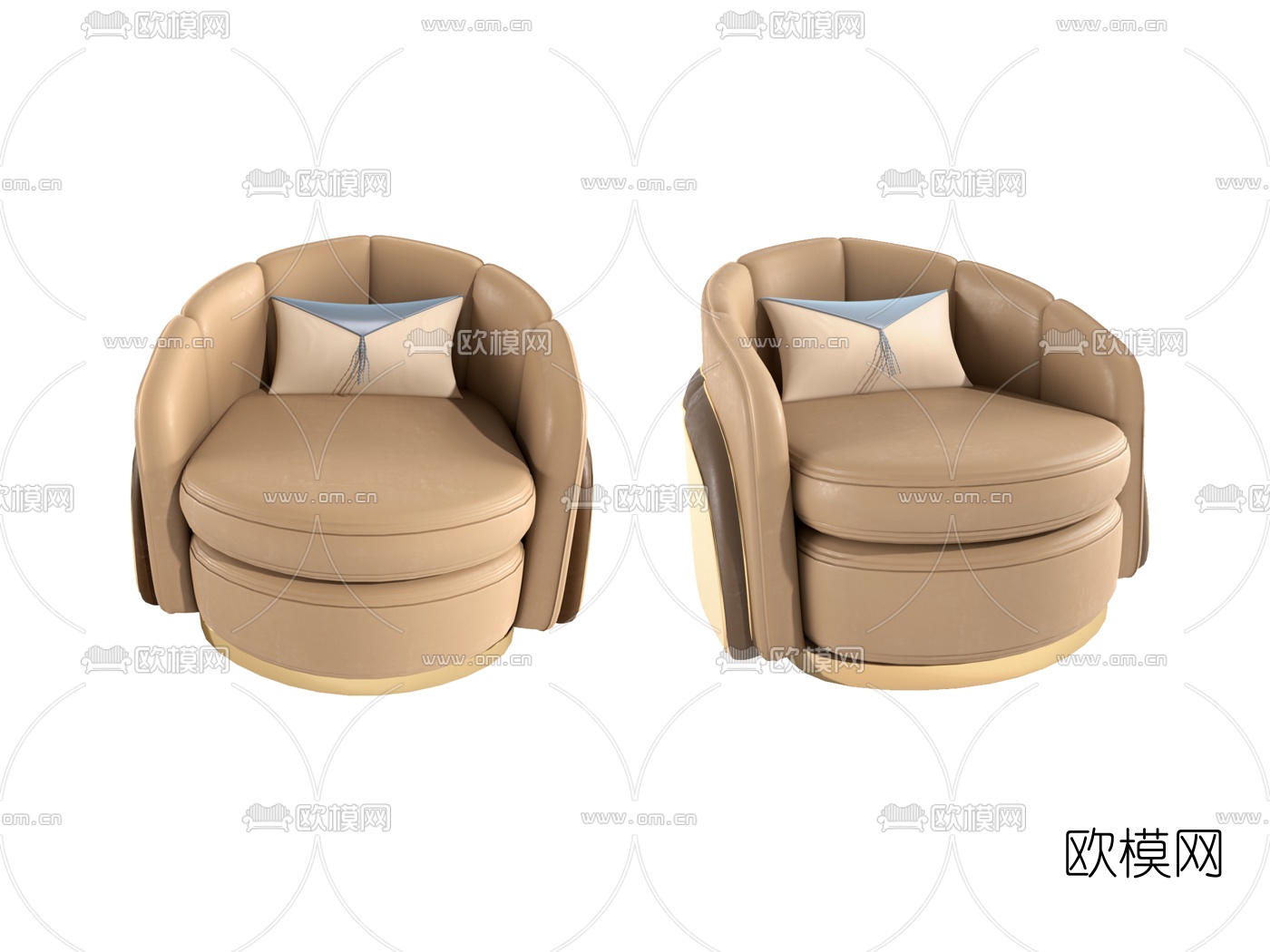 现代皮革单人沙发3d模型下载