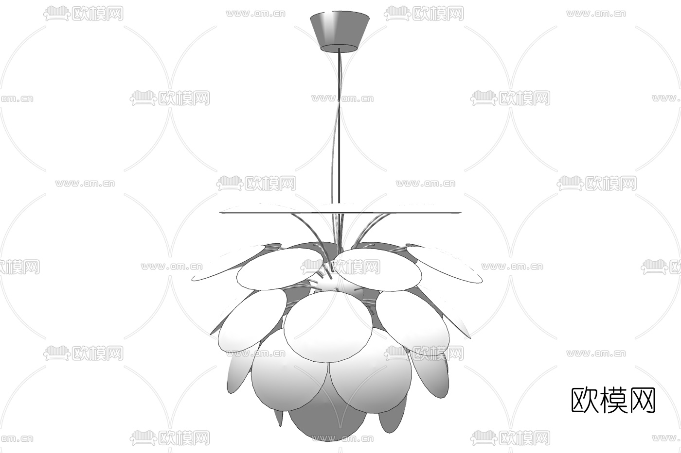 现代金属吊灯免费su模型下载