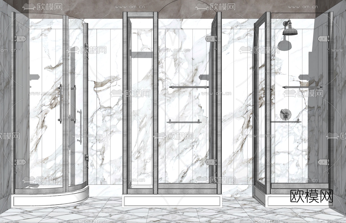 现代淋浴房su模型下载