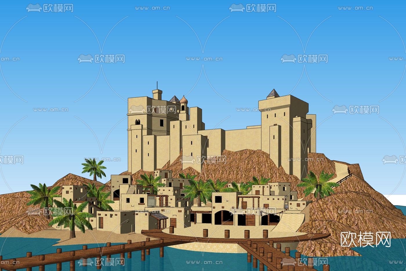 地中海建筑外观免费su模型