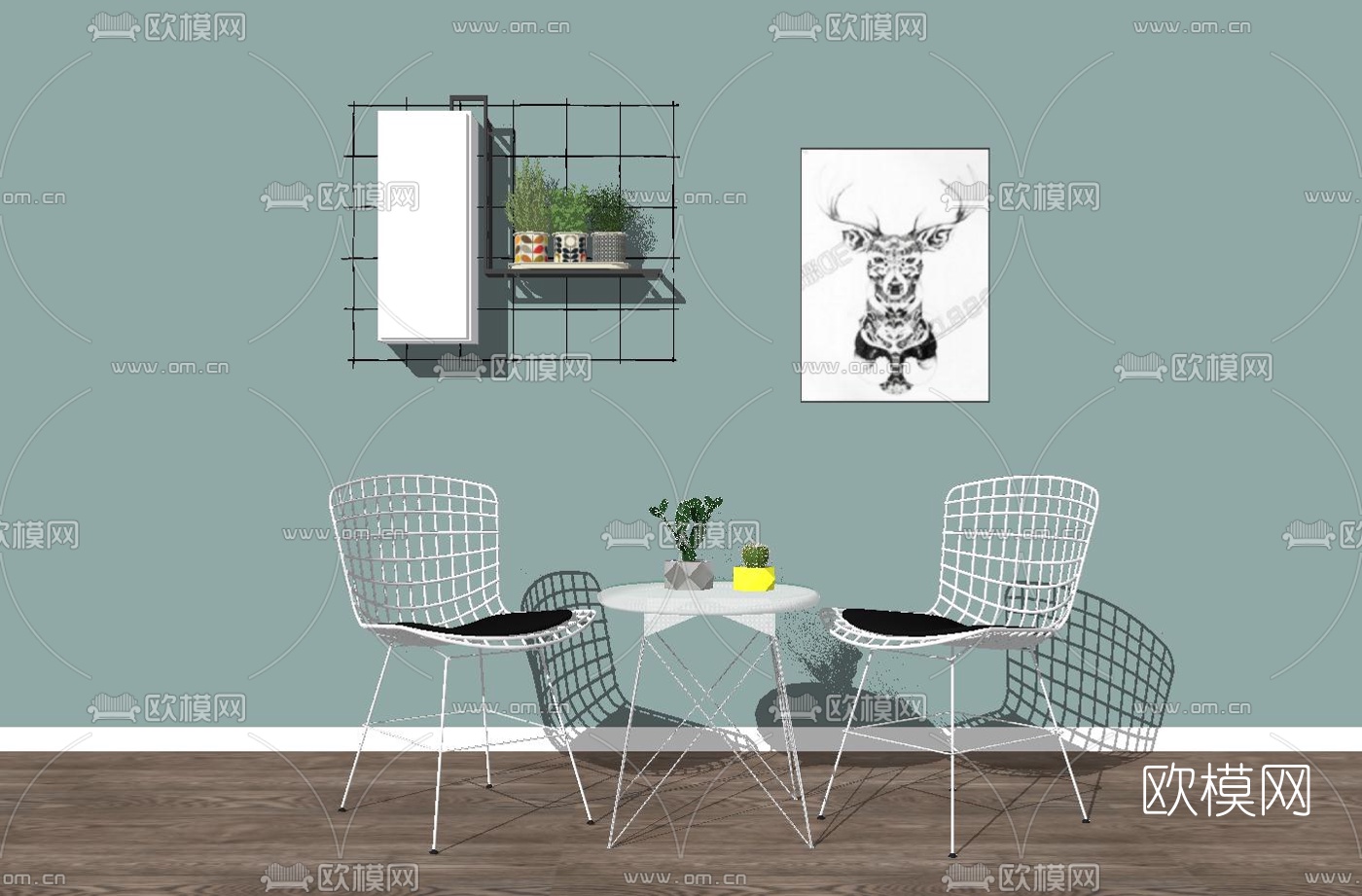 北欧铁艺休闲桌椅su模型下载