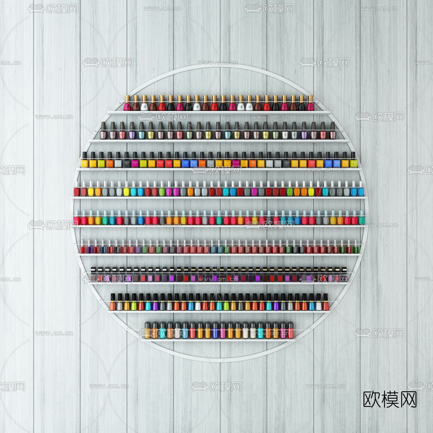 现代化妆品指甲油组合3d模型下载（渲染图1）