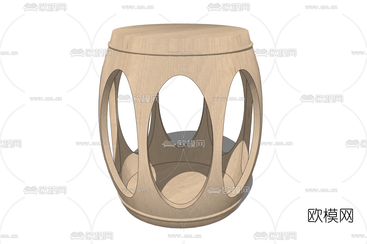 新中式实木边几免费su模型下载