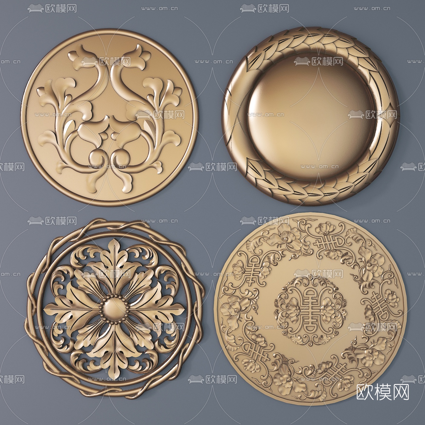 欧式金属雕花构件3d模型