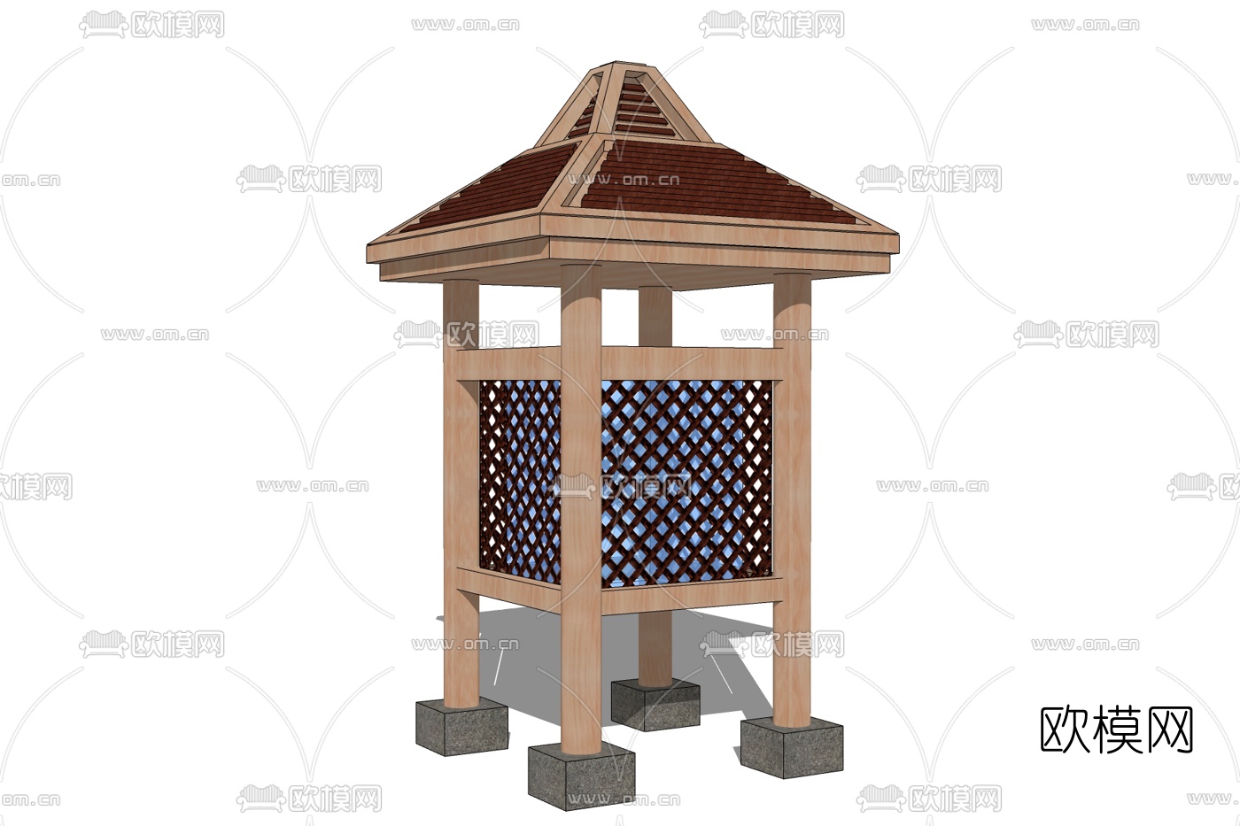 日式实木草坪灯免费su模型