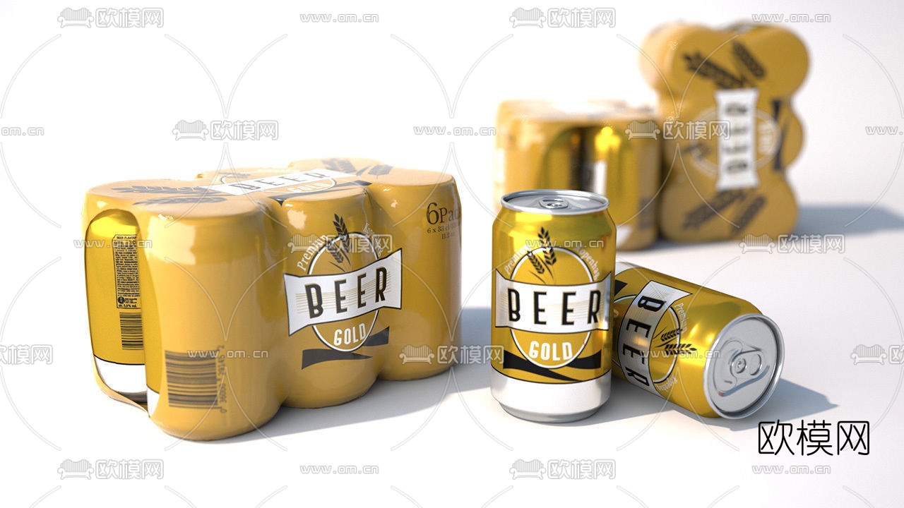 现代罐装可乐苏打水啤酒饮料3d模型