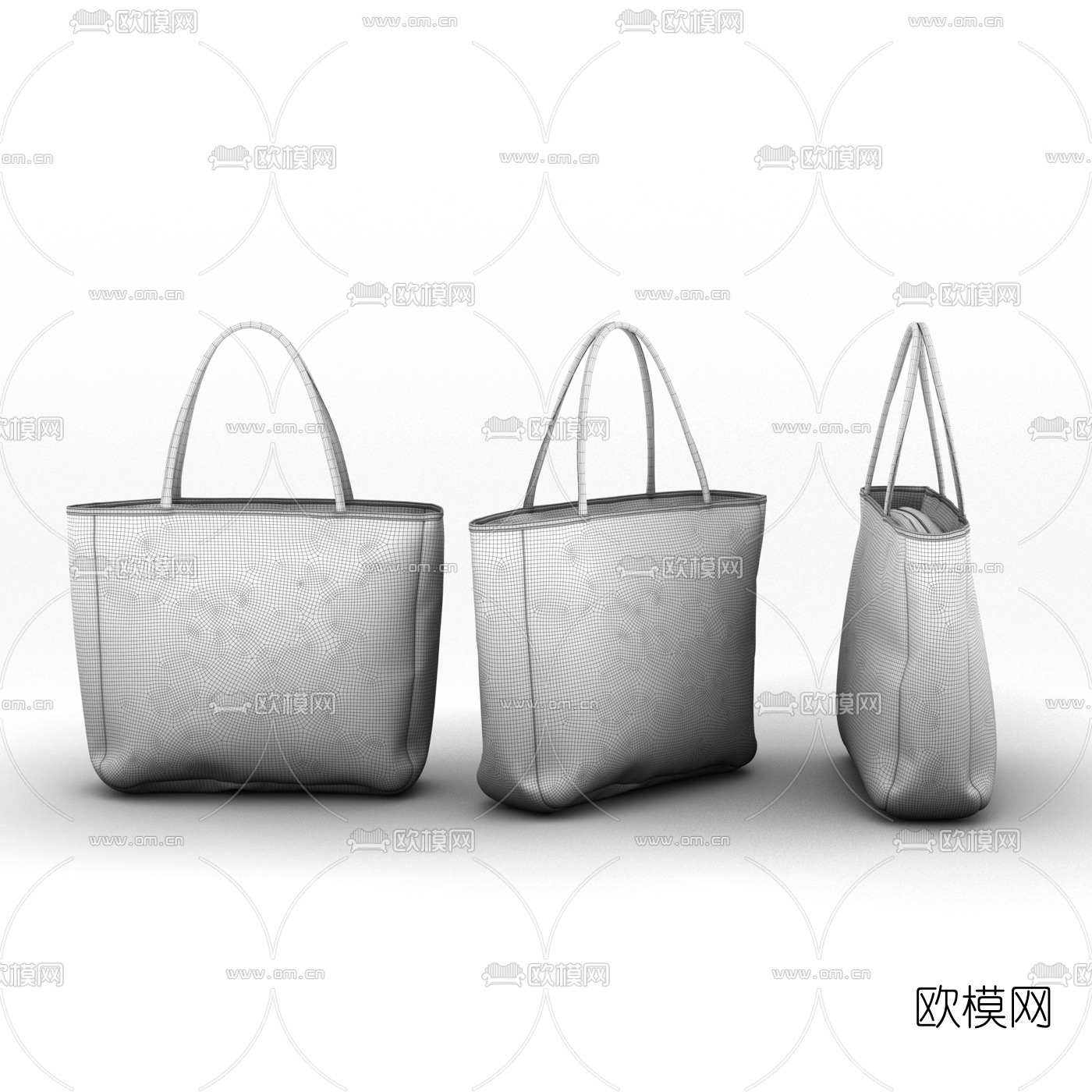 现代布艺单肩包手提包3d模型下载（渲染图2）