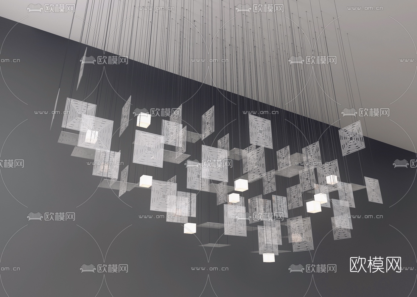 现代几何艺术装饰灯3d模型下载（渲染图1）