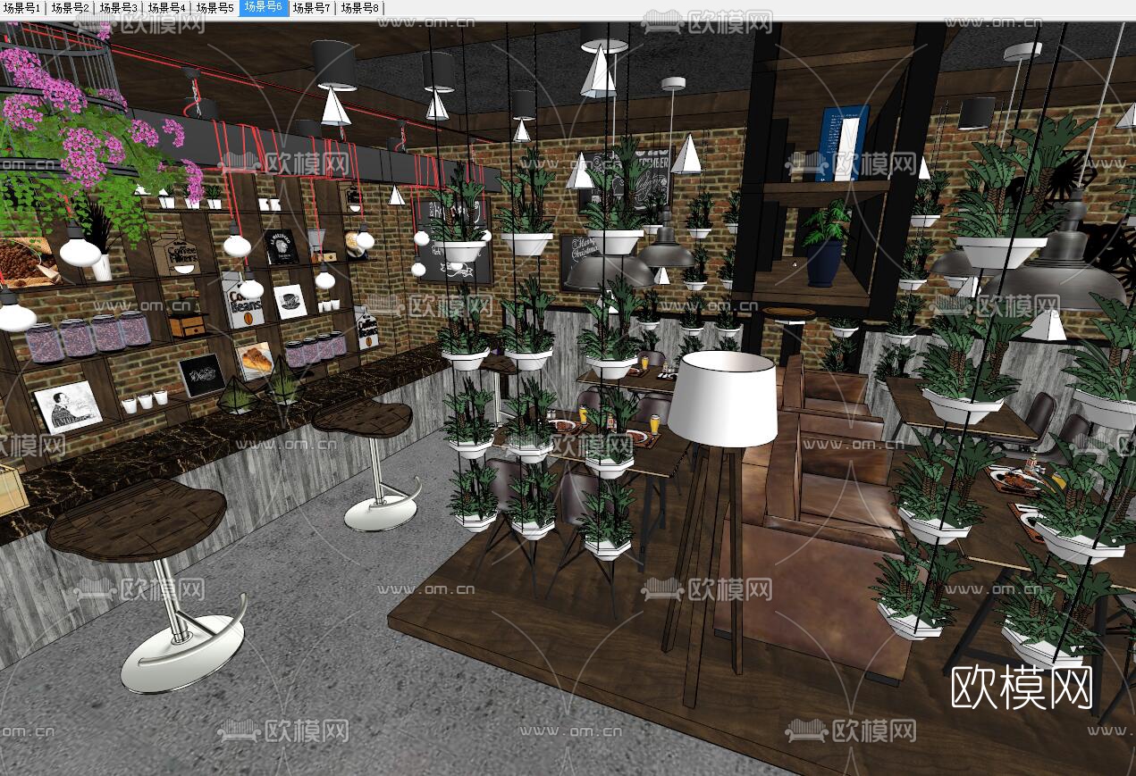 工业风主题餐厅su模型下载（渲染图6）