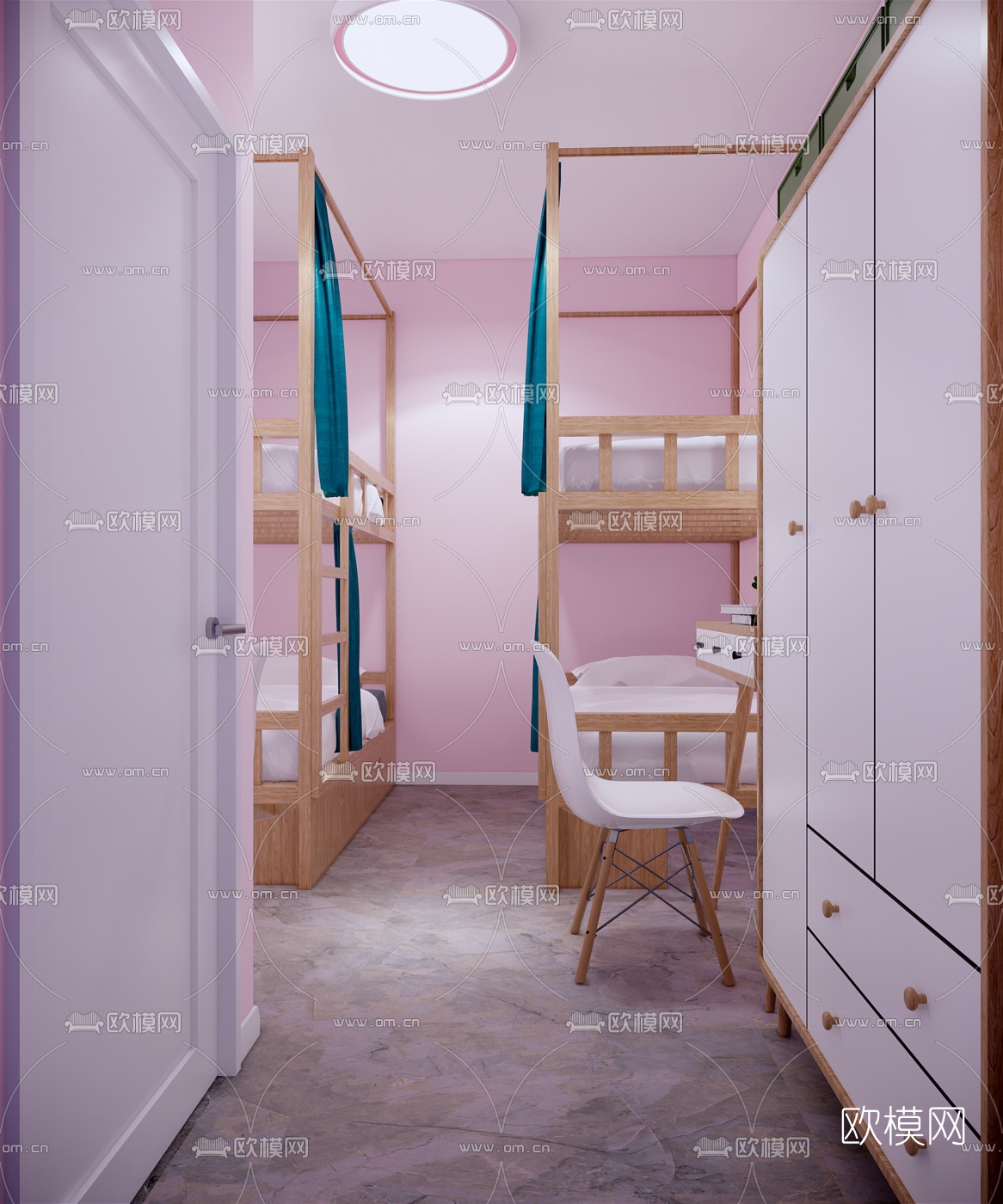 现代学校女生宿舍su模型下载（渲染图7）