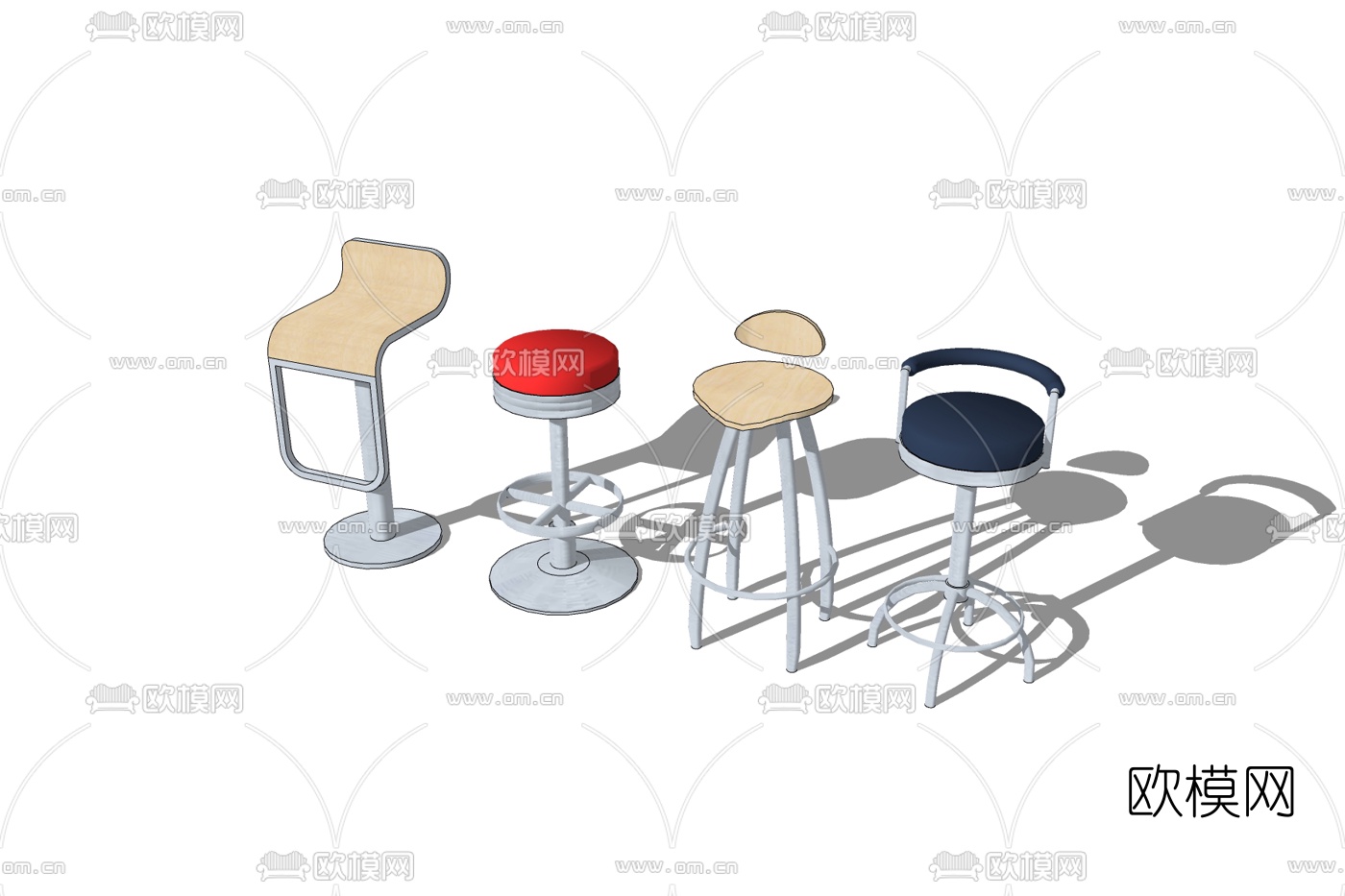 现代铁艺吧台椅免费su模型下载